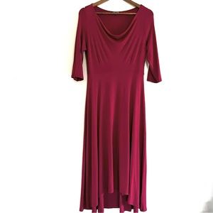 Eileen Fisher Cranberry Rayon/Lycra 3/4 Sleeve Maxi Dress XS